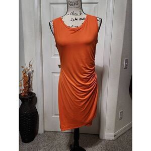 Orange Ruched Tulip Dress